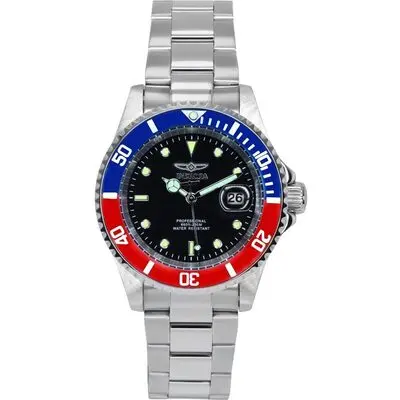 Invicta Pro Diver Stainless Steel Black Dial Pepsi Bezel Quartz 47354 200M Men's Watch