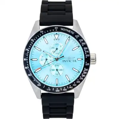 Invicta Aviator Silicone Strap Light Blue Dial Quartz 48856 100M Men's Watch