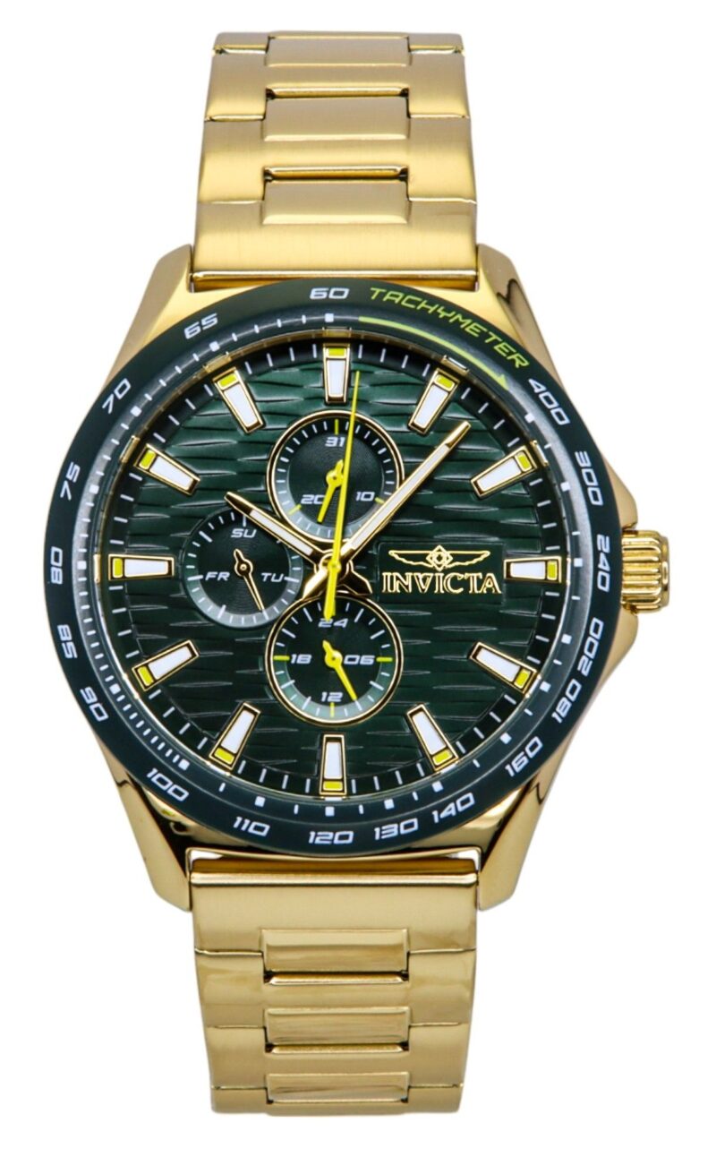 Invicta Racing Gold Tone Stainless Steel Green Dial Quartz 48870 Men's Watch