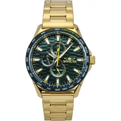 Invicta Racing Gold Tone Stainless Steel Green Dial Quartz 48870 Men's Watch