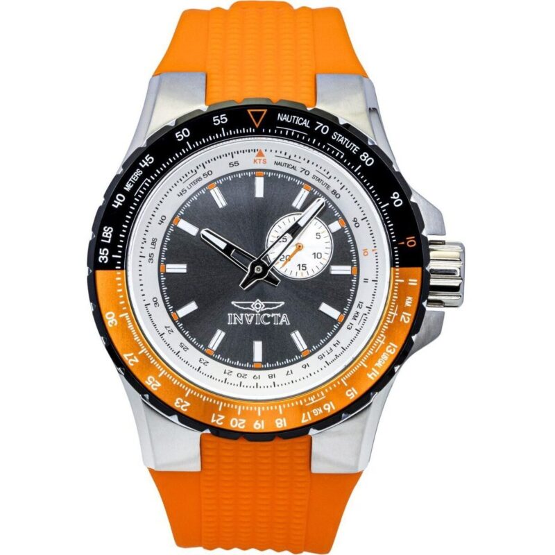 Invicta Aviator Orange Silicone Strap Gunmetal Dial Quartz 49721 100M Men's Watch Invicta Aviator Orange Silicone Strap Gunmetal Dial Quartz 49721 100M Men's Watch