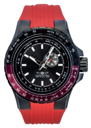 Invicta Aviator Red Silicone Strap Gunmetal Dial Quartz 49724 100M Men's Watch