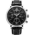 IWC Portofino Chronograph Leather Strap Black Dial Automatic IW391029 Men's Watch