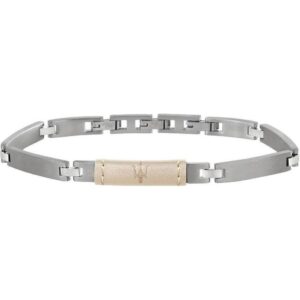 Maserati J Steel And White Leather JM218AMD03 Men's Bracelet