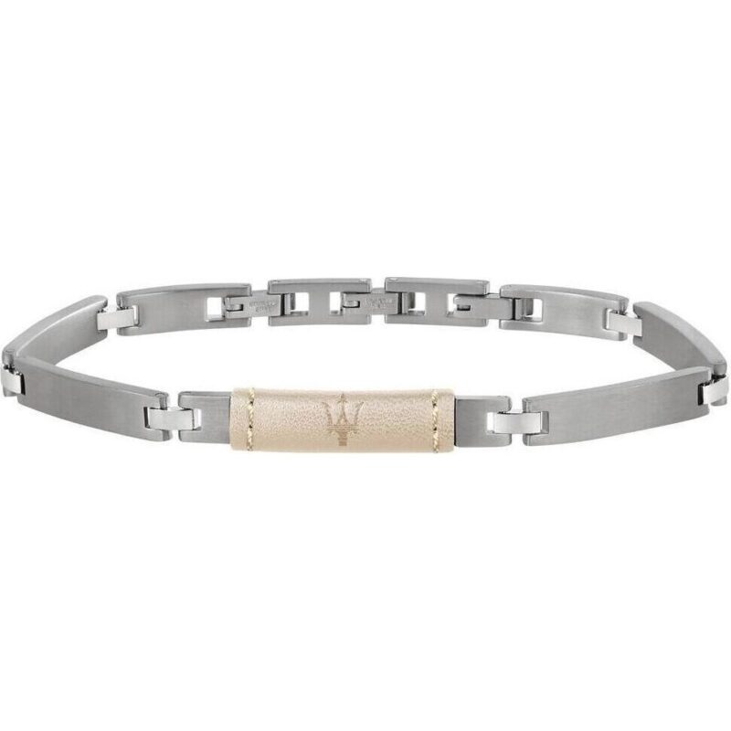 Maserati J Steel And White Leather JM218AMD03 Men's Bracelet