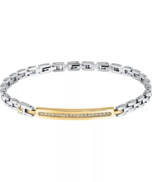 Maserati Iconic Two Tone Steel Bracelet With Crystals JM224AVD42 For Men