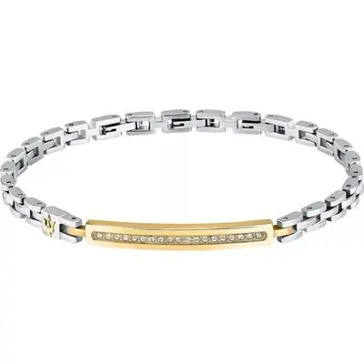 Maserati Iconic Two Tone Steel Bracelet With Crystals JM224AVD42 For Men