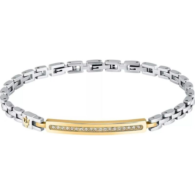 Maserati Iconic Two Tone Steel Bracelet With Crystals JM224AVD42 For Men