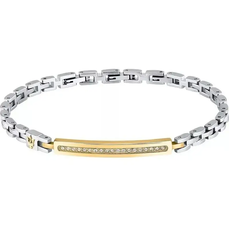 Maserati Iconic Two Tone Steel Bracelet With Crystals JM224AVD42 For Men