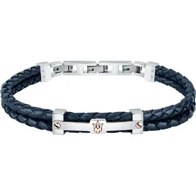 Maserati Jewels Recycled Leather And Stainless Steel Bracelet JM422AVE10 For Men