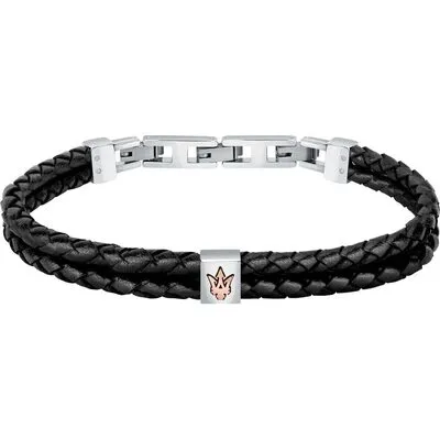 Maserati Jewels Recycled Leather And Stainless Steel Bracelet JM422AVE13 For Men
