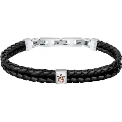 Maserati Jewels Recycled Leather And Stainless Steel Bracelet JM422AVE13 For Men