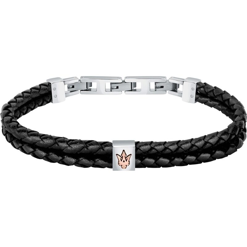 Maserati Jewels Recycled Leather And Stainless Steel Bracelet JM422AVE13 For Men