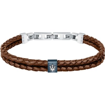 Maserati Jewels Recycled Leather And Stainless Steel JM422AVE14 Bracelet For Men