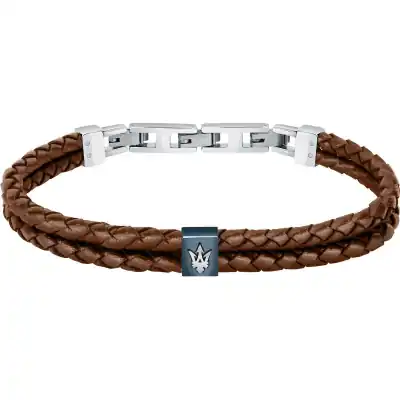 Maserati Jewels Recycled Leather And Stainless Steel JM422AVE14 Bracelet For Men