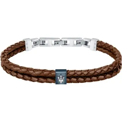 Maserati Jewels Recycled Leather And Stainless Steel JM422AVE14 Bracelet For Men