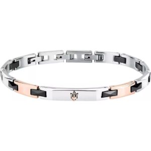 Maserati Two Tone Steel And Black Bracelet JM424ATZ50 For Men