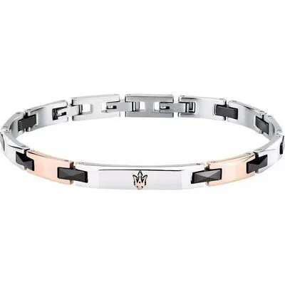 Maserati Two Tone Steel And Black Bracelet JM424ATZ50 For Men