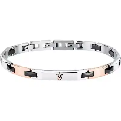 Maserati Two Tone Steel And Black Bracelet JM424ATZ50 For Men