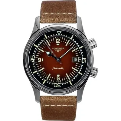 Longines Legend Diver Leather Strap Brown Dial Automatic L3.774.4.60.2 300M Men's Watch
