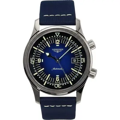 Longines Legend Diver Leather Strap Blue Dial Automatic L3.774.4.90.2 300M Men's Watch