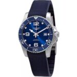 Longines Hydroconquest Rubber Strap Sunray Blue Dial Automatic Diver's L3.781.4.96.9 300M Men's Watch
