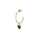 La Petite Story Single Gold Tone Steel Earrings With Green Zircon LPS02AQM32 For Women