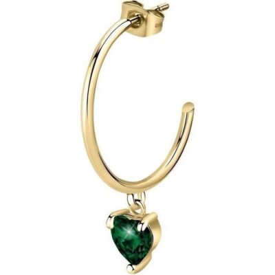 La Petite Story Single Gold Tone Steel Earrings With Green Zircon LPS02AQM32 For Women