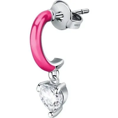 La Petite Story Single Steel Earrings With Fuchsia Enamel And Clear Zircon LPS02AQM35 For Women