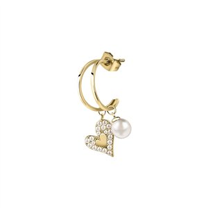 La Petite Story Single Gold Tone Steel Earrings With Synthetic Pearls And Clear Crystal LPS02AQM38 For Women