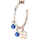 La Petite Story Single Rose Gold Steel 4 Leaf Clover Earrings With Blue Beads LPS02AQM43 For Women
