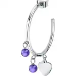 La Petite Story Single Steel Heart Earrings With Tanzanite Beads LPS02AQM45 For Women