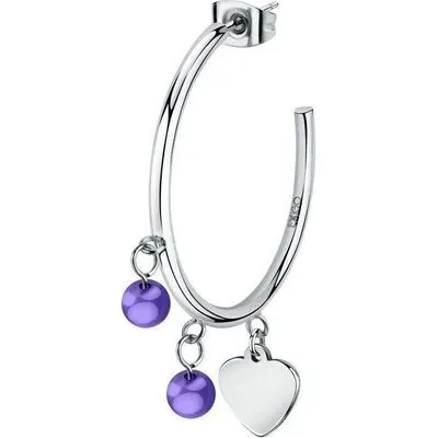 La Petite Story Single Steel Heart Earrings With Tanzanite Beads LPS02AQM45 For Women