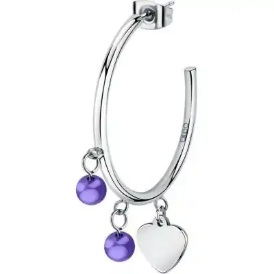 La Petite Story Single Steel Heart Earrings With Tanzanite Beads LPS02AQM45 For Women