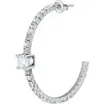 La Petite Story Single Brass C Hoop Earrings With Clear Cubic Zirconia And Clear Crystals LPS02AQM56 For Women
