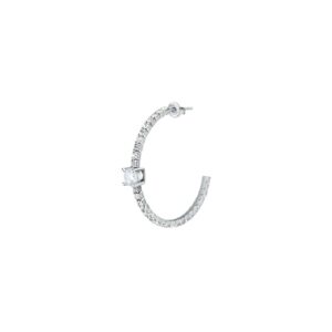 La Petite Story Single Brass C Hoop Earrings With Clear Cubic Zirconia And Clear Crystals LPS02AQM56 For Women