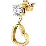 La Petite Story Single Gold Tone Steel Heart Earrings With Clear Zircons LPS02AQM57 For Women