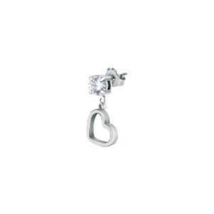 La Petite Story Single Steel Heart Earrings With Clear Zircons LPS02AQM58 For Women