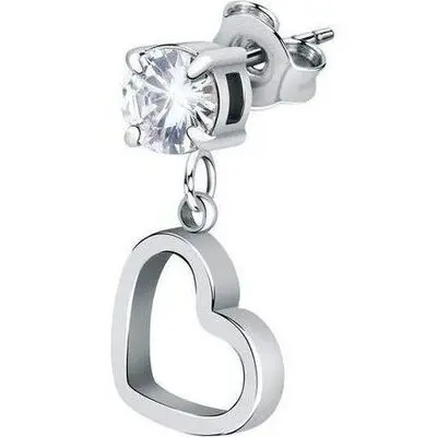 La Petite Story Single Steel Heart Earrings With Clear Zircons LPS02AQM58 For Women