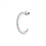 La Petite Story Single Brass C Hoop Earrings With Rainbow Zircons LPS02ARQ103 For Women