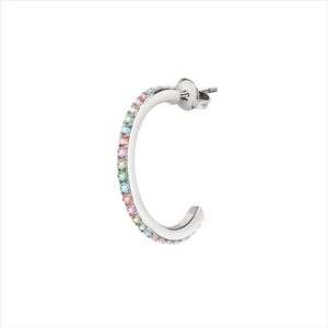 La Petite Story Single Brass C Hoop Earrings With Rainbow Zircons LPS02ARQ103 For Women