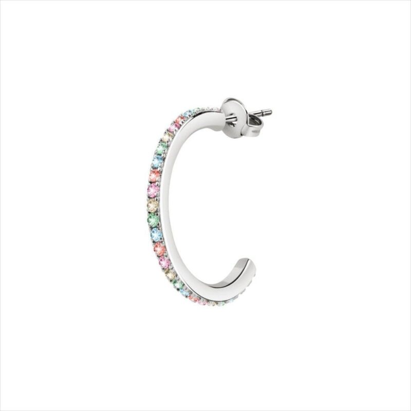 La Petite Story Single Brass C Hoop Earrings With Rainbow Zircons LPS02ARQ103 For Women