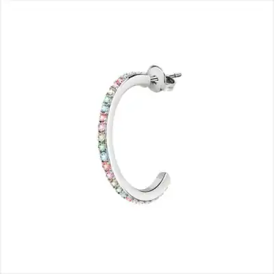 La Petite Story Single Brass C Hoop Earrings With Rainbow Zircons LPS02ARQ103 For Women