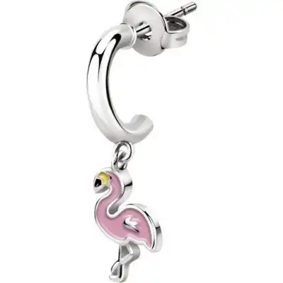 La Petite Story Steel Hoop Earrings With Pink Flamingo LPS02ARQ108 For Women