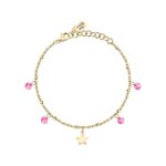 La Petite Story Gold Tone Steel Bracelet With Pink Zircon LPS05ARR84 For Women