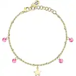 La Petite Story Gold Tone Steel Bracelet With Pink Zircon LPS05ARR84 For Women