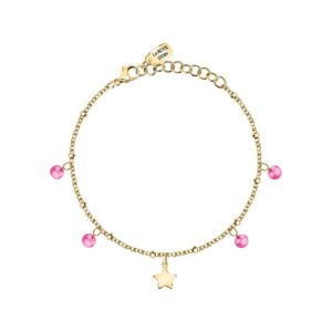 La Petite Story Gold Tone Steel Bracelet With Pink Zircon LPS05ARR84 For Women