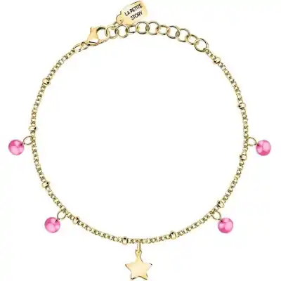 La Petite Story Gold Tone Steel Bracelet With Pink Zircon LPS05ARR84 For Women