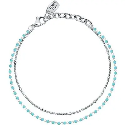 La Petite Story Steel Bracelet With Light Blue Beads LPS05ARR95 For Women