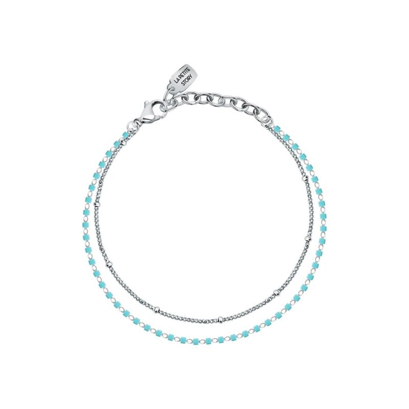 La Petite Story Steel Bracelet With Light Blue Beads LPS05ARR95 For Women
